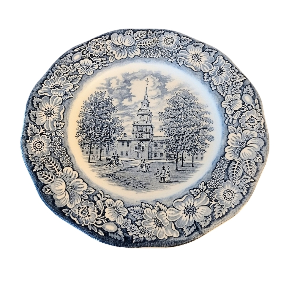 Liberty Blue Independence Hall Staffordshire Ironstone 10 Inch Dinner Plate